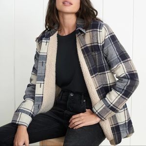 Jenni Kayne shearling lined farmhouse jacket in navy plaid